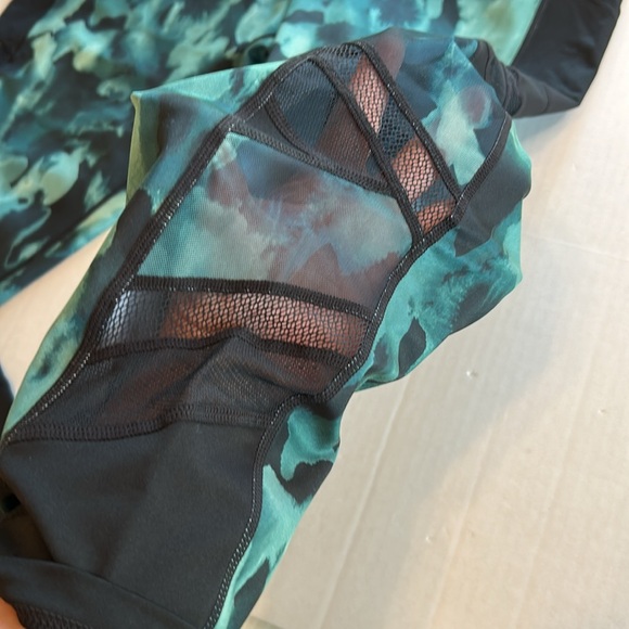 Ideology Abstract Green Camo Mesh Outer Leg Panel Leggings Workout Pants Sz 1X - Picture 5 of 11